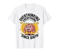 Penser à l'anxiété S'inquiéter Introverti Shy Overthink T-Shirt Graphique avec Valeur, Homme, Blanc, M