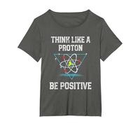 Pensez comme Un Proton Soyez Positif Physique quantique Nerd T-Shirt, Femme Grandes Tailles, Asphalte, 1X