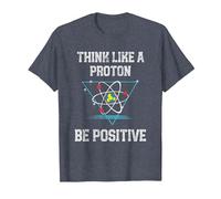 Pensez comme Un Proton Soyez Positif Physique quantique Nerd T-Shirt, Homme, Bleu Chiné, 6XL