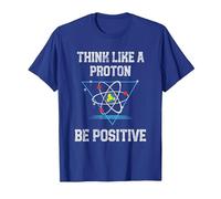 Pensez comme Un Proton Soyez Positif Physique quantique Nerd T-Shirt, Homme, Bleu Royal, S