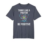 Pensez comme Un Proton Soyez Positif Physique quantique Nerd T-Shirt, Homme Grandes Tailles, Bleu Chiné, 5X Tall