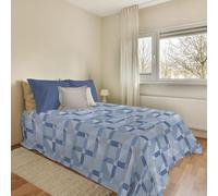 PENSIERI DELICATI Couvre-lit 170 x 280 cm, Drap Simple 100% Coton Pique, idéal comme Drap d'ameublement, Couverture de lit 1 Place, Fantaisie Athènes Bleu Clair, 100% fabriqué en Italie