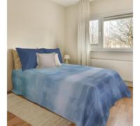 PENSIERI DELICATI Couvre-lit 170 x 280 cm, Drap Simple 100% Coton Pique, idéal comme Drap d'ameublement, Couverture de lit 1 Place, Fantaisie Arc-en-Ciel Bleu Clair, 100% fabriqué en Italie