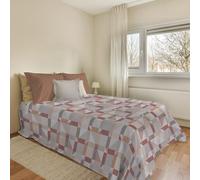 PENSIERI DELICATI Couvre-lit 170 x 280 cm, Drap Simple 100% Coton Pique, idéal comme Drap d'ameublement, Couverture de lit 1 Place, Fantaisie Athènes Orange, 100% fabriqué en Italie