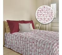 PENSIERI DELICATI Couvre-lit 170 x 280 cm, Drap Simple 100% Coton Pique, idéal comme Drap d'ameublement, Couverture de lit 1 Place, Fantaisie Marina Riga Rouge, 100% fabriqué en Italie