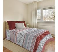 PENSIERI DELICATI Couvre-lit 170 x 280 cm, Drap Simple 100% Coton Pique, idéal comme Drap d'ameublement, Couverture de lit 1 Place, Fantaisie BauBau Rouge, 100% fabriqué en Italie