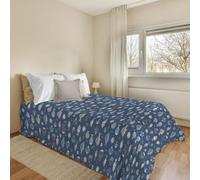 PENSIERI DELICATI Couvre-lit 220 x 280 cm, 100% Coton Pique, idéal comme décor, Couverture de lit 1 Place et demie, Motif océan Bleu, 100% fabriqué en Italie