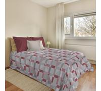 PENSIERI DELICATI Couvre-lit 220 x 280 cm, Drap Simple 100% Coton Pique, idéal comme Drap d'ameublement, Couverture de lit 1 Place et demie, Motif Athènes Rouge, 100% fabriqué en Italie
