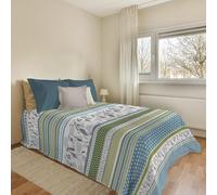 PENSIERI DELICATI Couvre-lit 220 x 280 cm, Drap Simple 100% Coton Pique, idéal comme Drap d'ameublement, Couverture de lit 1 Place et demie, Motif BauBau Vert, 100% fabriqué en Italie