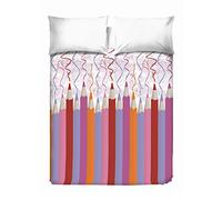 PENSIERI DELICATI Couvre-lit Double 260 x 280 cm, 100% Coton Pique, idéal comme Drap d'ameublement, Couverture de lit 2 Places, Fantaisie Crayons Rose, 100% fabriqué en Italie