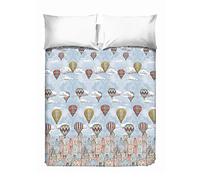 PENSIERI DELICATI Couvre-lit Double 260 x 280 cm, 100% Coton Pique, idéal comme Drap d'ameublement, Couverture de lit 2 Places, Motif Voler Orange, 100% fabriqué en Italie