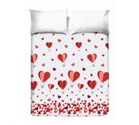 PENSIERI DELICATI Couvre-lit Double 260 x 280 cm, Drap Simple 100% Coton Pique, Couverture de lit 2 Places, Fantaisie montgolfière Rouge, 100% fabriqué en Italie