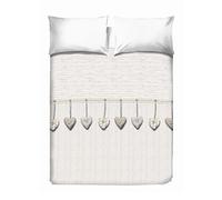 PENSIERI DELICATI Couvre-lit Double 260 x 280 cm, Drap Simple 100% Coton Pique, idéal comme Drap d'ameublement, Couverture de lit 2 Places, Motif cœur Suspendu Beige, 100% fabriqué en Italie