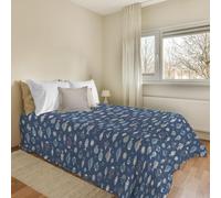 PENSIERI DELICATI Drap de lit 170 x 280 cm, 100% Coton Pique, idéal comme décor, Couverture de lit 1 Place, Motif océan Bleu, 100% fabriqué en Italie