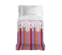 PENSIERI DELICATI Drap de lit 170 x 280 cm, Drap Simple 100% Coton Pique, idéal comme Drap d'ameublement, Couverture de lit 1 Place, Fantaisie Crayons Rose, 100% fabriqué en Italie