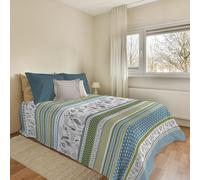 PENSIERI DELICATI Drap de lit 170 x 280 cm, Drap Simple 100% Coton Pique, idéal comme Drap d'ameublement, Couverture de lit 1 Place, Fantaisie BauBau Vert, 100% fabriqué en Italie