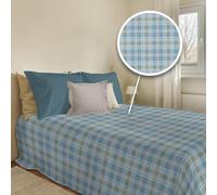PENSIERI DELICATI Drap de lit 220 x 280 cm, Drap Simple 100% Coton Pique, idéal comme décor, Couverture de lit 1 Place et demie, Motif Ben Vert, 100% fabriqué en Italie