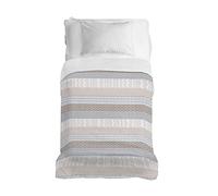 PENSIERI DELICATI Drap de lit 220 x 280 cm, Drap Simple 100% Coton Pique, idéal comme Drap d'ameublement, Couverture de lit 1 Place et demie, Motif aztèque Beige, 100% fabriqué en Italie