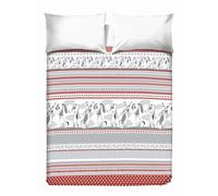 PENSIERI DELICATI Drap de lit Double 260 x 280 cm, Drap Simple 100% Coton Pique, idéal comme Drap d'ameublement, Couverture de lit 2 Places, Fantaisie BauBau Rouge, 100% fabriqué en Italie