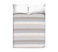 PENSIERI DELICATI Drap de lit Double 260 x 280 cm, Drap Simple 100% Coton Pique, idéal comme Drap d'ameublement, Couverture de lit 2 Places, Motif aztèque Beige, 100% fabriqué en Italie