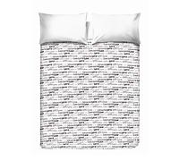 PENSIERI DELICATI Drap de lit Double 260 x 280 cm, Drap Simple 100% Coton Pique, idéal comme Drap d'ameublement, Couverture de lit 2 Places, Fantaisie Love Love Gris, 100% fabriqué en Italie