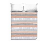 PENSIERI DELICATI Drap de lit Double 260 x 280 cm, Drap Simple 100% Coton Pique, idéal comme Drap d'ameublement, Couverture de lit 2 Places, Motif aztèque Orange, 100% fabriqué en Italie