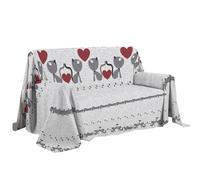 PENSIERI DELICATI Housse de canapé 180 x 290 cm, fabriquée en Italie, 100% Coton Pur, Motif Chatons Gris, idéal comme Drap d'ameublement, protège-canapé ou Couvre-lit d'été (1 Place)