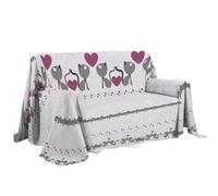 PENSIERI DELICATI Housse de canapé 180 x 290 cm, fabriquée en Italie, 100% Coton Pur, Motif Chatons Roses, idéal comme Drap d'ameublement, protège-canapé ou Couvre-lit d'été (1 Place)