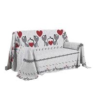 PENSIERI DELICATI Housse de canapé 250 x 290 cm, fabriquée en Italie, 100% Coton Pur, Motif Chatons Gris, idéal comme Drap d'ameublement, protège-canapé ou Couvre-lit d'été (2 Places)