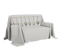 PENSIERI DELICATI Housse de canapé 250 x 290 cm, fabriquée en Italie, 100% Coton Pur, Motif cœur Suspendu, Beige, idéal comme Drap d'ameublement, protège-canapé ou Couvre-lit d'été (2 Places)