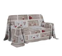 PENSIERI DELICATI Housse de canapé 250 x 290 cm, fabriquée en Italie, Drap Housse 100% Coton Pur, Fantaisie Shabby en Amour Rouge, idéale comme Drap d'ameublement, protège-canapé ou Couvre-lit d'été