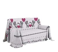 PENSIERI DELICATI Housse de canapé 250 x 290 cm, fabriquée en Italie, Drap Housse 100% Coton Pur, Motif Chatons Roses, idéal comme Drap d'ameublement, protège-canapé ou Couvre-lit d'été (2 Places)