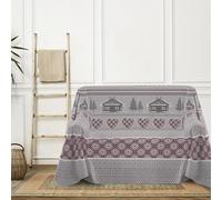 PENSIERI DELICATI Housse de canapé 250 x 290 cm, fabriquée en Italie, Drap Housse 100% Coton Pur, Motif Chalet Rouge, idéal comme Drap d'ameublement, protège-canapé ou Couvre-lit d'été (2 Places)