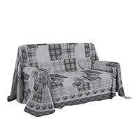PENSIERI DELICATI Housse de canapé 250 x 290 cm, fabriquée en Italie, Drap Housse 100% Coton Pur, Motif Montagne, Gris, idéal comme Drap d'ameublement, protège-canapé ou Couvre-lit d'été (2 Places)