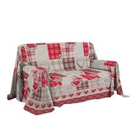 PENSIERI DELICATI Housse de canapé 250 x 290 cm, fabriquée en Italie, Drap Housse 100% Coton Pur, Motif Montagne Rouge, idéal comme Drap d'ameublement, protège-canapé ou Couvre-lit d'été (2 Places)