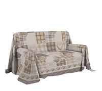 PENSIERI DELICATI Housse de canapé 250 x 290 cm, fabriquée en Italie, Drap Housse 100% Coton Pur, Motif Montagne, Beige, idéal comme Drap d'ameublement, protège-canapé ou Couvre-lit d'été (2 Places)
