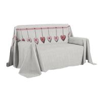 PENSIERI DELICATI Housse de canapé 250 x 290 cm, fabriquée en Italie, Drap Housse 100% Coton Pur, Motif cœur Suspendu Rouge, idéal comme Drap d'ameublement, protège-canapé ou Couvre-lit d'été (2