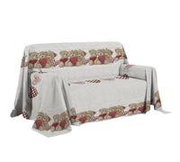 PENSIERI DELICATI Housse de canapé 250 x 290 cm, fabriquée en Italie, Drap Housse 100% Coton Pur, Motif oursons Rouge, idéale comme Drap d'ameublement, protège-canapé ou Couvre-lit d'été (2 Places)