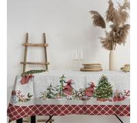 PENSIERI DELICATI, Nappe de Table 145 x 190 cm, 100% Coton Panama pour 6 Personnes, Impression numérique en Haute résolution, Motif Arbre de Noël, Nappe rectangulaire