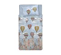 PENSIERI DELICATI Parure de lit 1 Personne 100% Coton, avec Sac 155 x 200 cm et 1 taie d'oreiller 52 x 82 cm, fabriquée en Italie, Housse de Couette Lavable en Machine à 40 °, Fantaisie Voler Orange