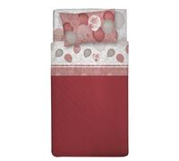 PENSIERI DELICATI Parure de lit 1 Place et demie 100% Coton, Parure de lit 1 Place et demie 120 x 200 cm, avec Drap Plat, Dessus et 1 taie d'oreiller, fabriquée en Italie, Motif Ballons Rouges