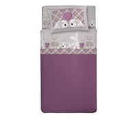 PENSIERI DELICATI Parure de lit 1 Place et demie 100% Coton, Parure de lit 1 Place et demie 120 x 200 cm, avec Drap Plat, Dessus et 1 taie d'oreiller, fabriquée en Italie, Fantaisie en Peluche Rose