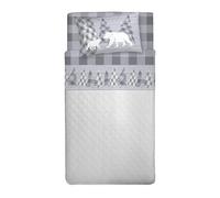 PENSIERI DELICATI Parure de lit 1 Place et demie, Flanelle 100% Coton Chaud et Doux, Parure de lit 120 x 200 cm, avec Drap Plat, Dessus et 1 taie d'oreiller, fabriquée en Italie, Canada Gris