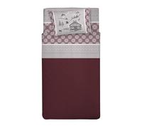 PENSIERI DELICATI Parure de lit 1 Place et demie, Flanelle 100% Coton Chaud et Doux, Parure de lit 120 x 200 cm, avec Drap Plat, Dessus et 1 taie d'oreiller, fabriquée en Italie, Chalet Rouge