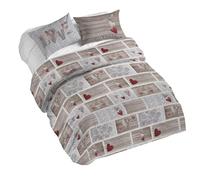 PENSIERI DELICATI Parure de lit Double 100% Coton, avec Housse de Couette 250 x 200 cm et 2 taies d'oreiller 52 x 82 cm, fabriquée en Italie, Housse de Couette Lavable en Machine à 40 °, Fantaisie