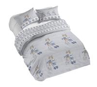 PENSIERI DELICATI Parure de lit Double 100% Coton, avec Housse de Couette 250 x 200 cm et 2 taies d'oreiller 52 x 82 cm, fabriquée en Italie, Housse de Couette Lavable en Machine à 40 °, Motif Renne