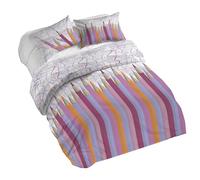PENSIERI DELICATI Parure de lit Double 100% Coton, avec Housse de Couette 250 x 200 cm et 2 taies d'oreiller 52 x 82 cm, fabriquée en Italie, Housse de Couette Lavable en Machine à 40 °, Fantaisie