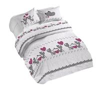 PENSIERI DELICATI Parure de lit Double 100% Coton, avec Housse de Couette 250 x 200 cm et 2 taies d'oreiller 52 x 82 cm, fabriquée en Italie, Housse de Couette Lavable en Machine à 40 °, Fantaisie