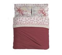 PENSIERI DELICATI Parure de lit Double 100% Coton, Parure de lit Double 180 x 200 cm, avec Drap Plat, Dessus et 2 taies d'oreiller, fabriquée en Italie, Fantaisie Marine Rouge