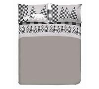 PENSIERI DELICATI Parure de lit Double 100% Coton, Parure de lit Double 180 x 200 cm, avec Drap Plat, Dessus et 2 taies d'oreiller, fabriquée en Italie, Motif Canada Blanc